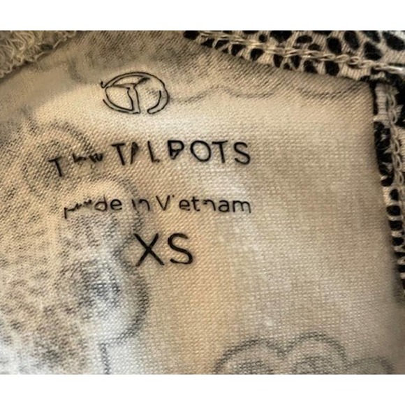 Talbots Size XS Short Sleeve Cotton Top White & Black - Picture 4 of 5